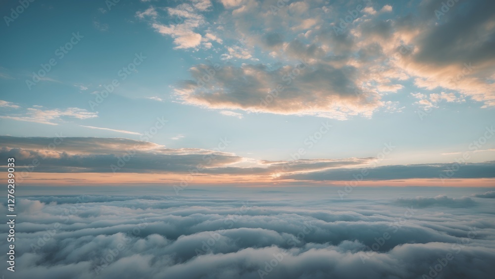 vast clouds with soft sunlight during sunset under a clear blue sky with scattered clouds in the background vast clouds with soft sunlight during sunset under a clear blue sky with scattered clouds in the background