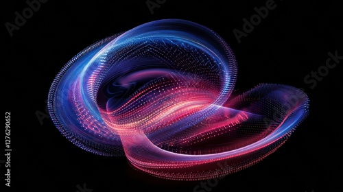 Abstract Digital Vortex with Flowing Blue and Red Lights on Dark Background Art Design 92 char