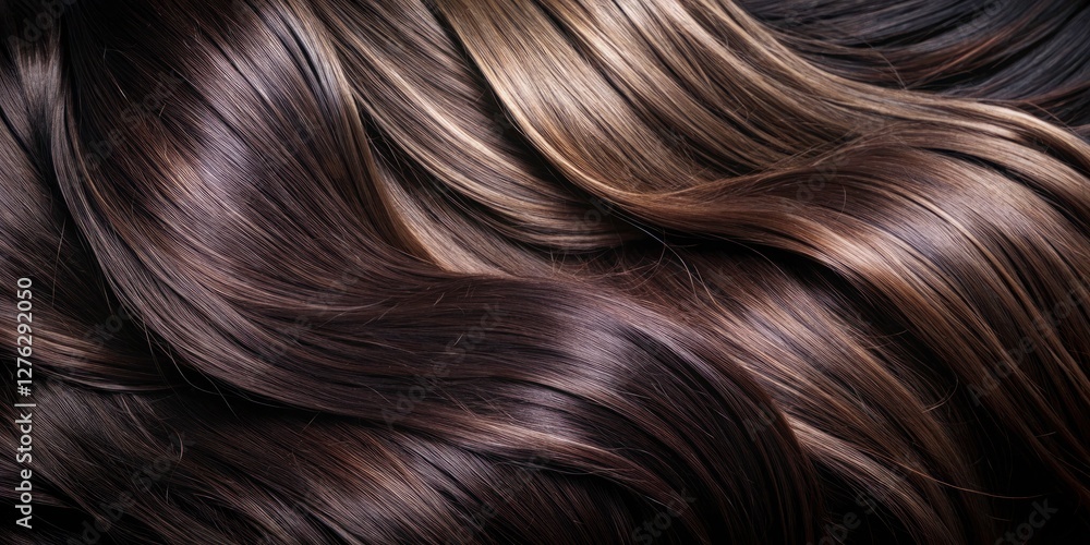 Naklejka premium Brown Hair Extensions, Shades of Brown, Hair Color, Hairpiece, Weft, Clip-in Extensions, Remy Hair, Human Hair Extensions, Bulk Hair Extensions
