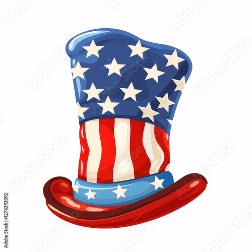 A cartoon hat with stars and stripes on it