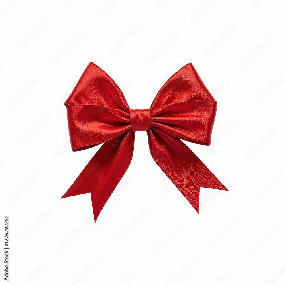 Luxurious Crimson Bowknot on White Backdrop Symbolic of Celebrations and Festive Gift Wrapping Luxurious Crimson Bowknot on White Backdrop Symbolic of Celebrations and Festive Gift Wrapping