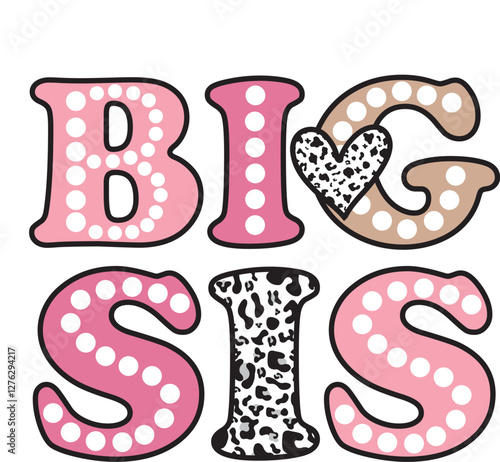Lil sis, little sister. big sis, big sister, lil bro, little bro, lil brother, little brother, dalmatian, dots