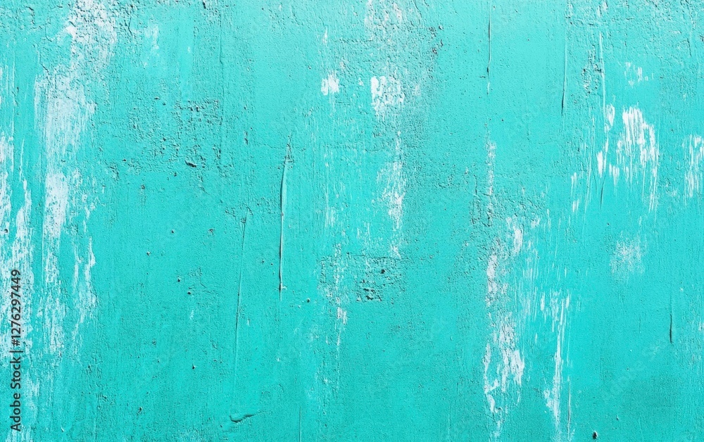 Fototapeta premium Weathered Turquoise Surface Background Texture with White Patches and Subtle Imperfections Design Element