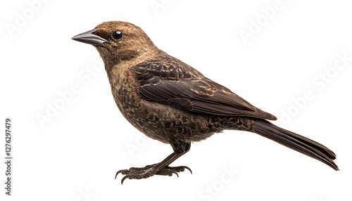 The brown headed cowbird poses in a perfect profile shot