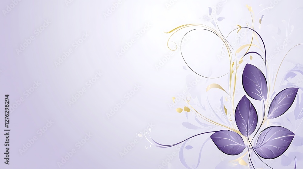 Elegant Purple Leaves and Golden Swirls Design Elegant Purple Leaves and Golden Swirls Design