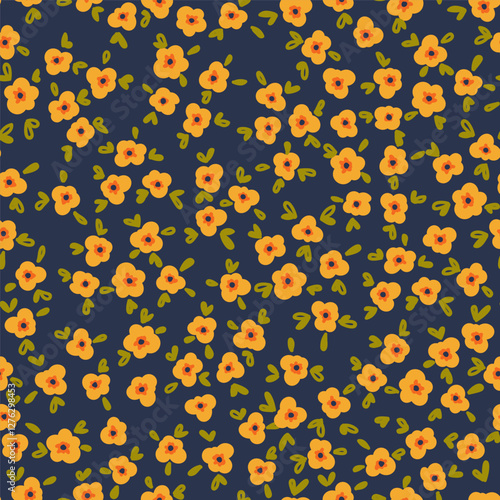 Coquette small flowers trellis seamless pattern. Preppy bouquets. Liberty style millefleurs texture