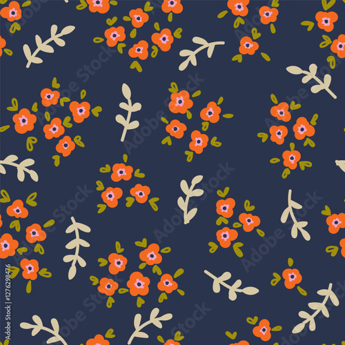 Coquette small flowers trellis seamless pattern. Preppy bouquets. Liberty style millefleurs texture