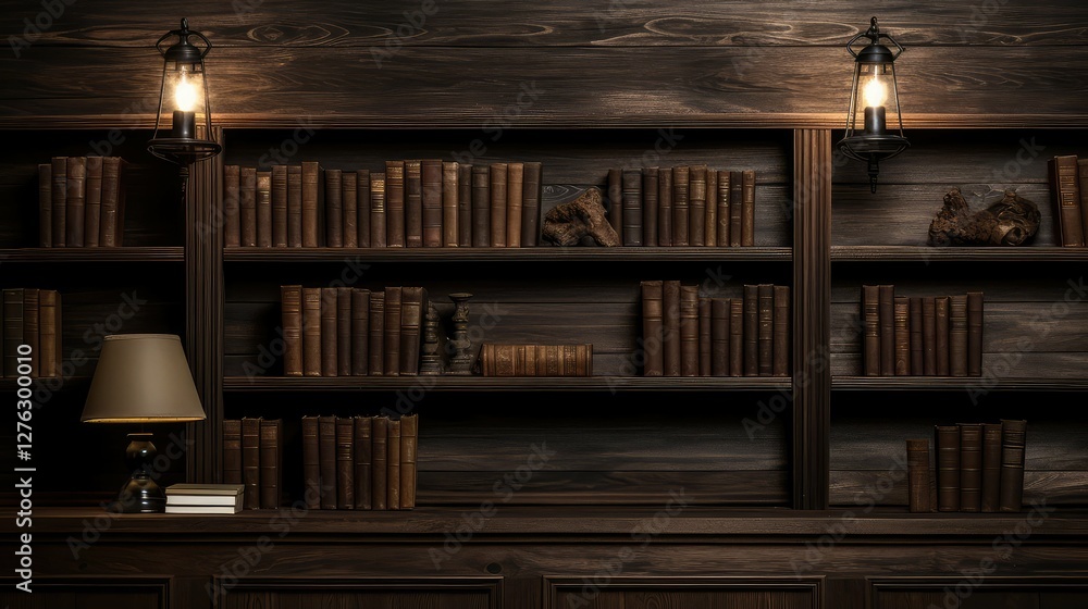 Fototapeta premium books dark wood grain background