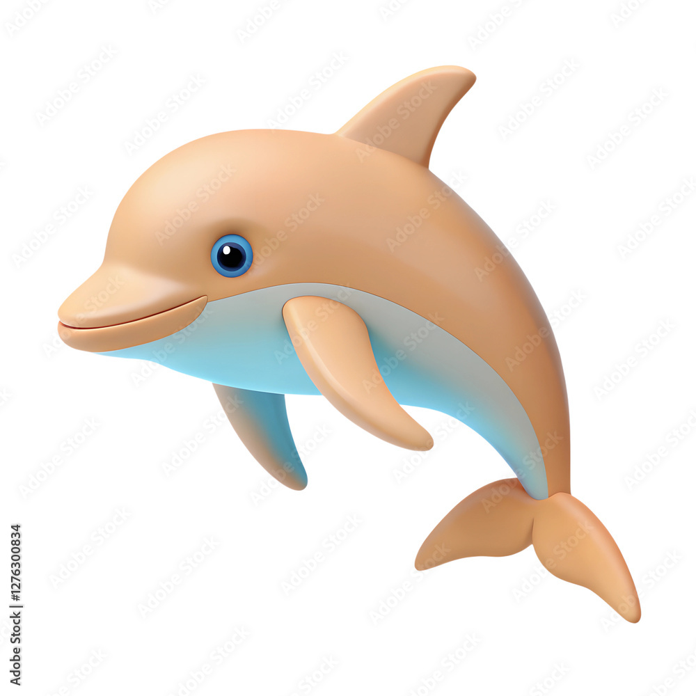Orange Dolphin. 3d rendering isolated on white background. Cartoon plastic style icon Orange Dolphin. 3d rendering isolated on white background. Cartoon plastic style icon