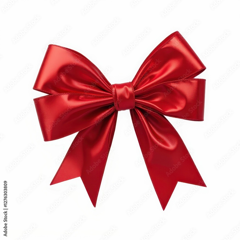 Shiny Red Decorative Bow Ornament Festive Celebration Object Decoration Item Present Ribbon Isolated Shiny Red Decorative Bow Ornament Festive Celebration Object Decoration Item Present Ribbon Isolated