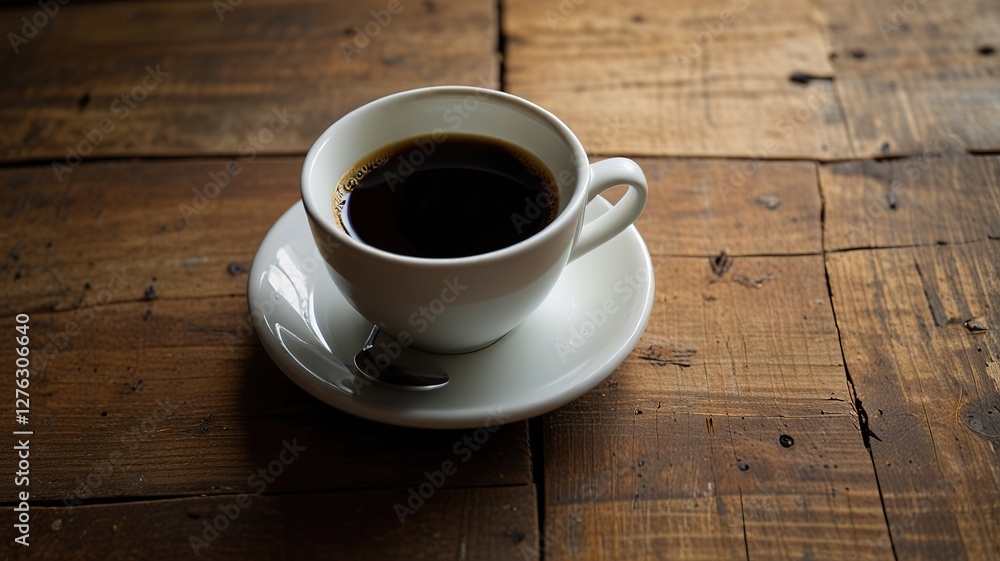 Obraz premium Coffee cup on old kitchen table