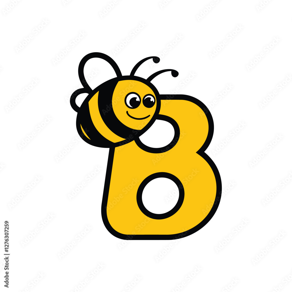 Obraz premium Bee Logo with Letter 'B' Creative Design Vector illustration.