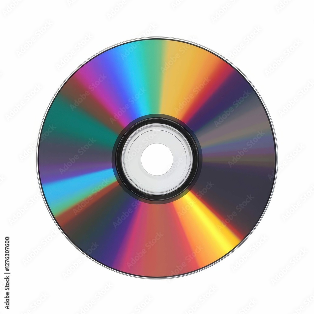 Iridescent Reflections on a Circular Disc Media for Data Storage and Playback Technology Item Iridescent Reflections on a Circular Disc Media for Data Storage and Playback Technology Item