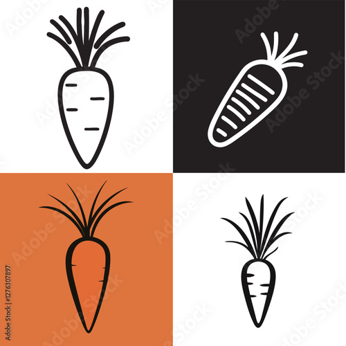 Minimalist Easter 2025 carrot icon, flat style, monochrome, smooth lines, vector art