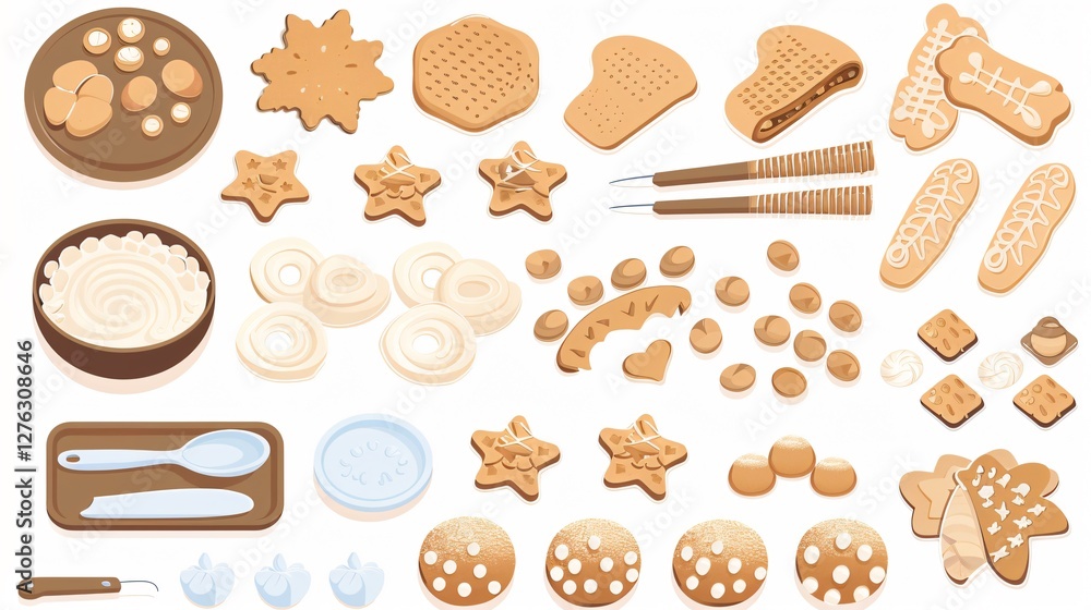 Gingerbread Making Process Vector Illustration Gingerbread Making Process Vector Illustration