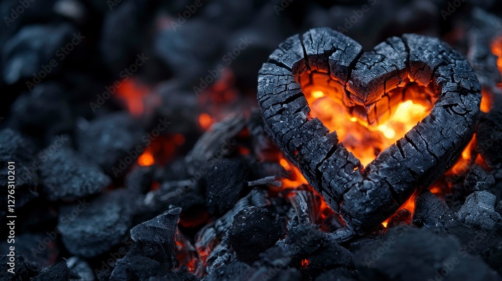 Fiery Heart of Charcoal Love Romantic Valentine Passionate Intensity Emblem Symbolism Warmth Hearth Fiery Heart of Charcoal Love Romantic Valentine Passionate Intensity Emblem Symbolism Warmth Hearth