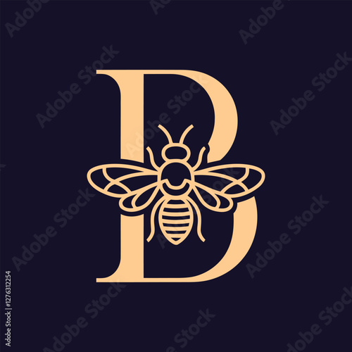 Bee Logo with Letter 'B' Creative Design Vector illustration.