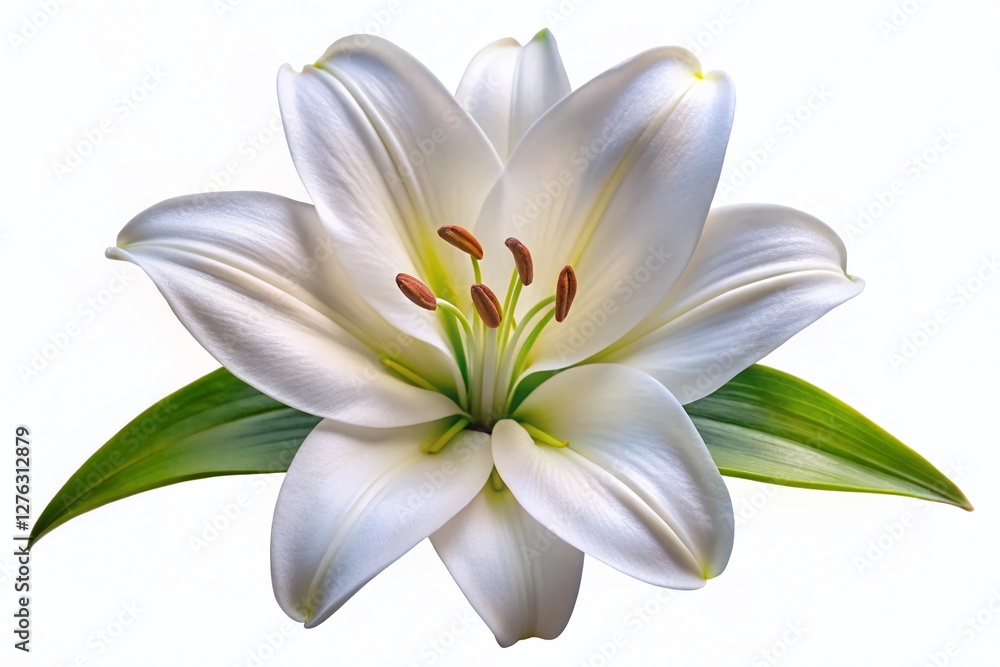 Pristine White Lily Blossom: Aerial Close-up of Smooth Petals Pristine White Lily Blossom: Aerial Close-up of Smooth Petals