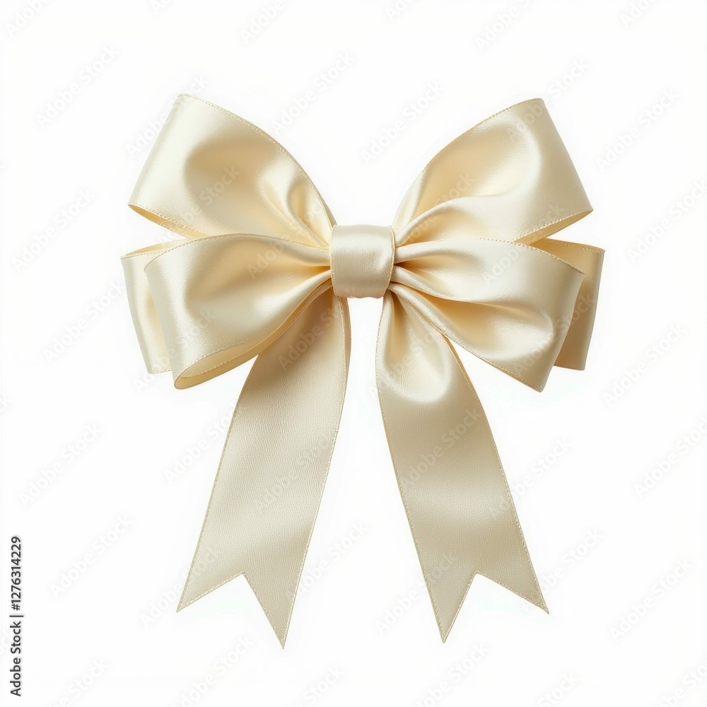 Elegant Ivory Satin Ribbon Bow Decoration for Celebrations and Festive Occasions Photography Elegant Ivory Satin Ribbon Bow Decoration for Celebrations and Festive Occasions Photography