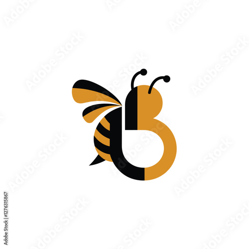 Bee Logo with Letter 'B' Creative Design Vector illustration.