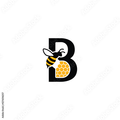 Bee Logo with Letter 'B' Creative Design Vector illustration.