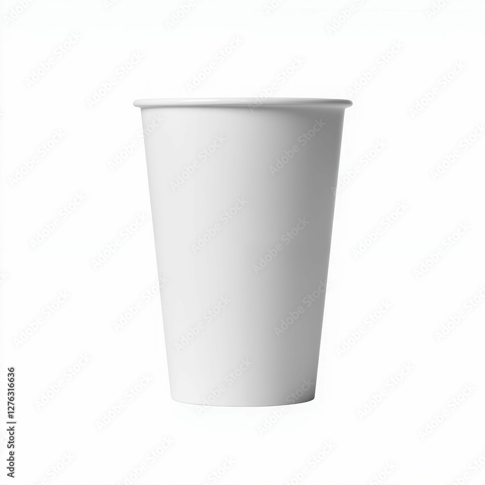 Simple White Cup Isolated on Clean Background for Beverage Consumption Mockup and Presentation Uses Simple White Cup Isolated on Clean Background for Beverage Consumption Mockup and Presentation Uses