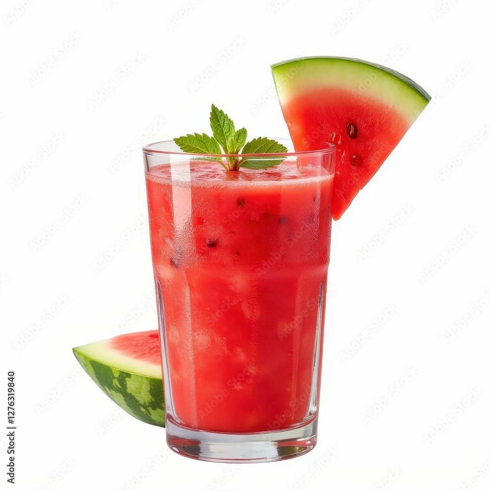 Refreshing Watermelon Drink with Mint Garnishing and Slice of Melon Delightful Summer Beverage Refreshing Watermelon Drink with Mint Garnishing and Slice of Melon Delightful Summer Beverage