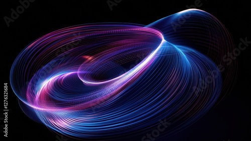 Luminous Light Trails Swirl in Abstract Form Creating Dynamic Energy and Visual Depth on Dark Void