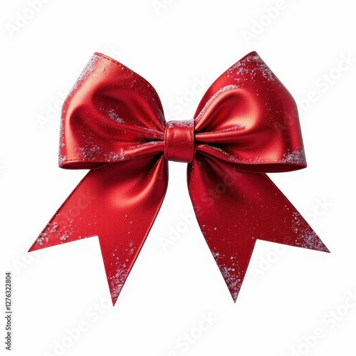 Festive Red Bow with Frosty Snowflakes Decoration Celebrating the Joyful Holiday Season