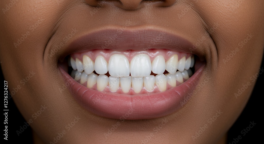 Fototapeta premium Smiling Woman Showing Healthy White Teeth in a Close Up View