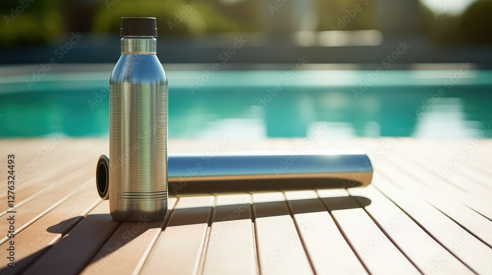 Fototapeta premium eco water bottle yoga mat