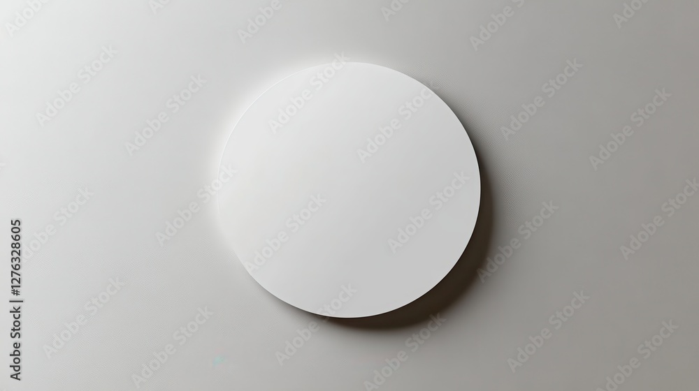 Minimalist round white wall clock on grey background with shadow Minimalist round white wall clock on grey background with shadow