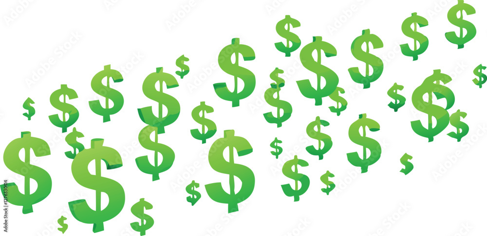 Playful Money Illustration: Green Dollar Bills in Motion Playful Money Illustration: Green Dollar Bills in Motion