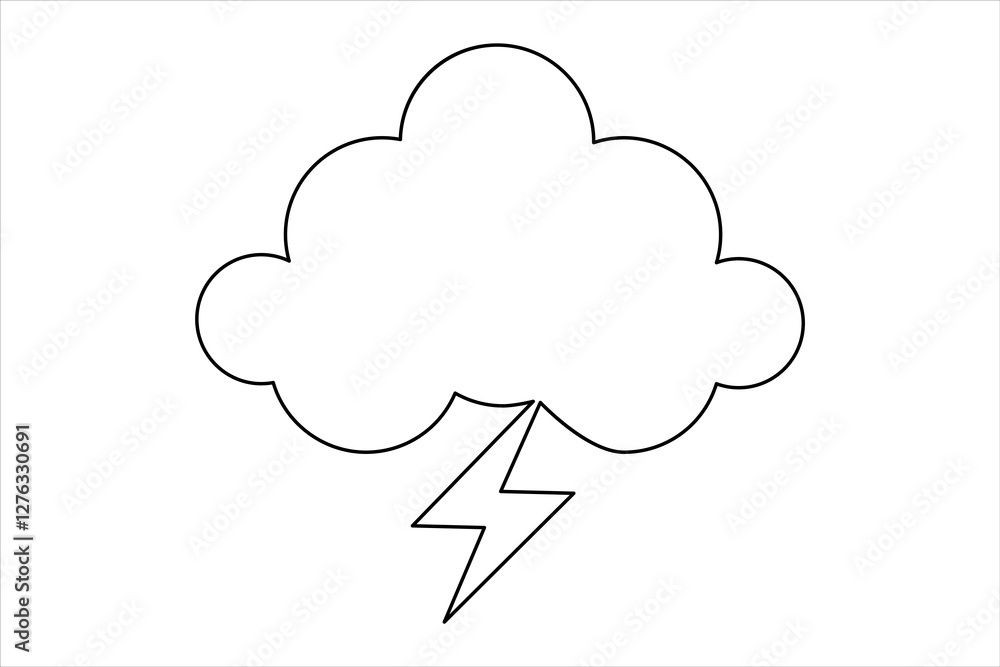 Cloud one line drawing and isolated continuous outline vector illustration Cloud one line drawing and isolated continuous outline vector illustration