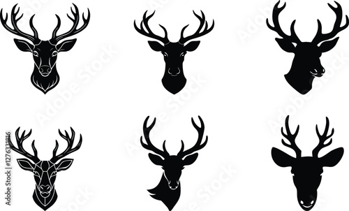 Deer Head Vector Silhouette.