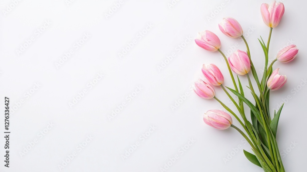 Fototapeta premium Beautiful background template made of Spring flowers.