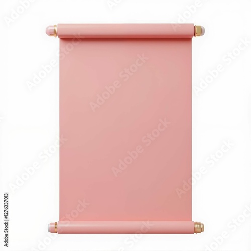 Elegant Salmon Scroll with Gold Accents for Announcements and Invitations on Clean Background photo