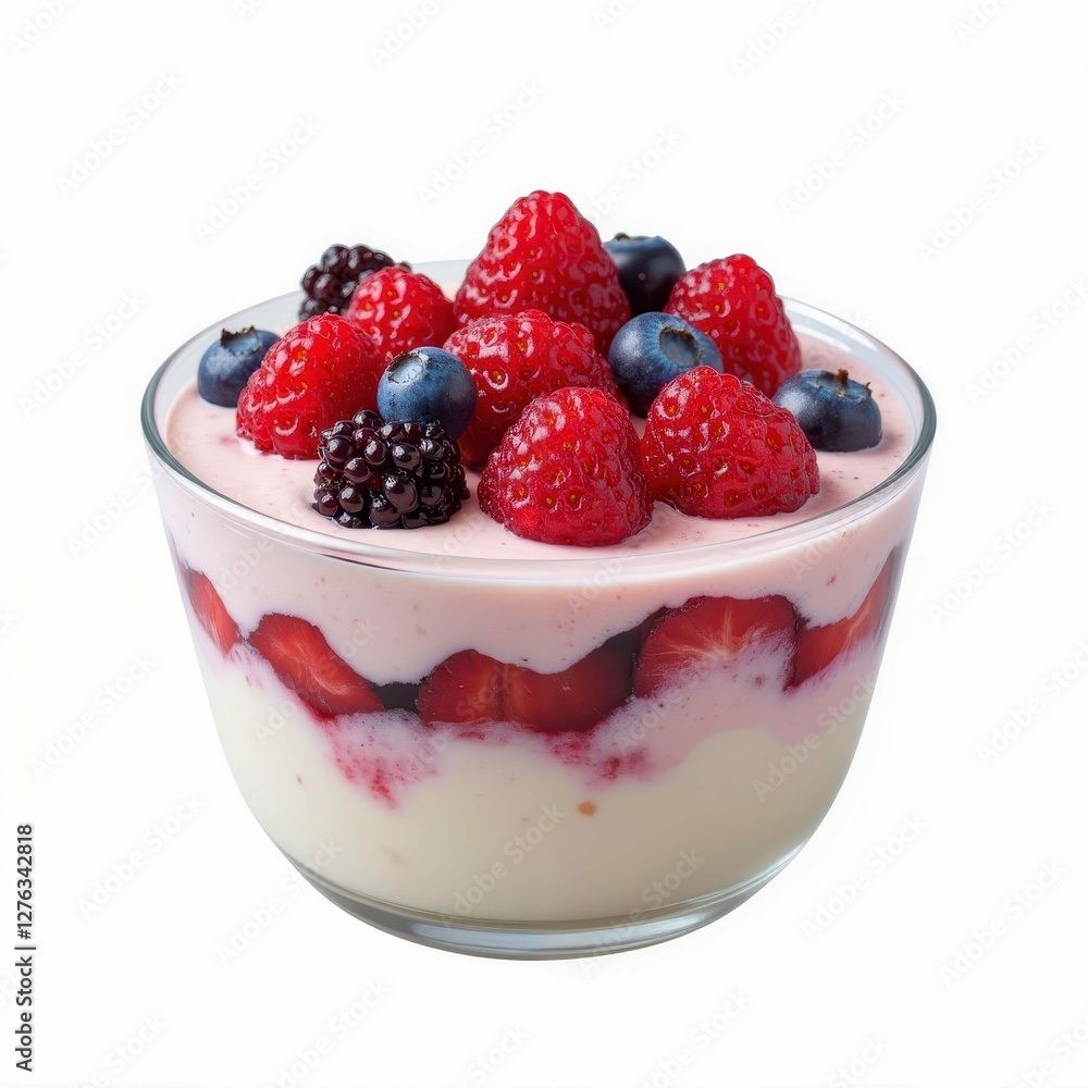 Delightful Bowl of Creamy Dessert Featuring Fresh Berries Blackberry Raspberry Blueberry and Strawberry Delightful Bowl of Creamy Dessert Featuring Fresh Berries Blackberry Raspberry Blueberry and Strawberry