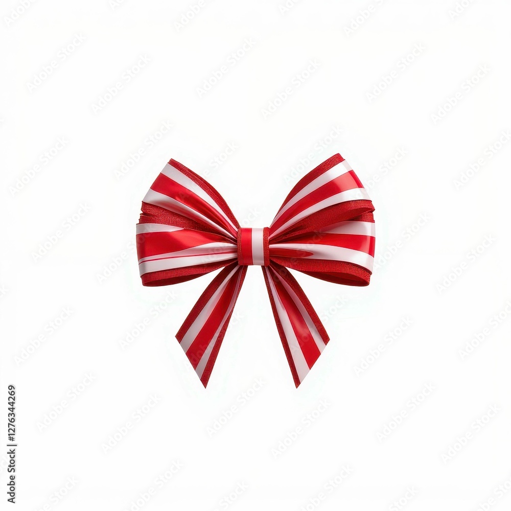 Festive Striped Ribbon Bow Decoration for Holiday Celebrations and Gift Embellishment on White Background Festive Striped Ribbon Bow Decoration for Holiday Celebrations and Gift Embellishment on White Background