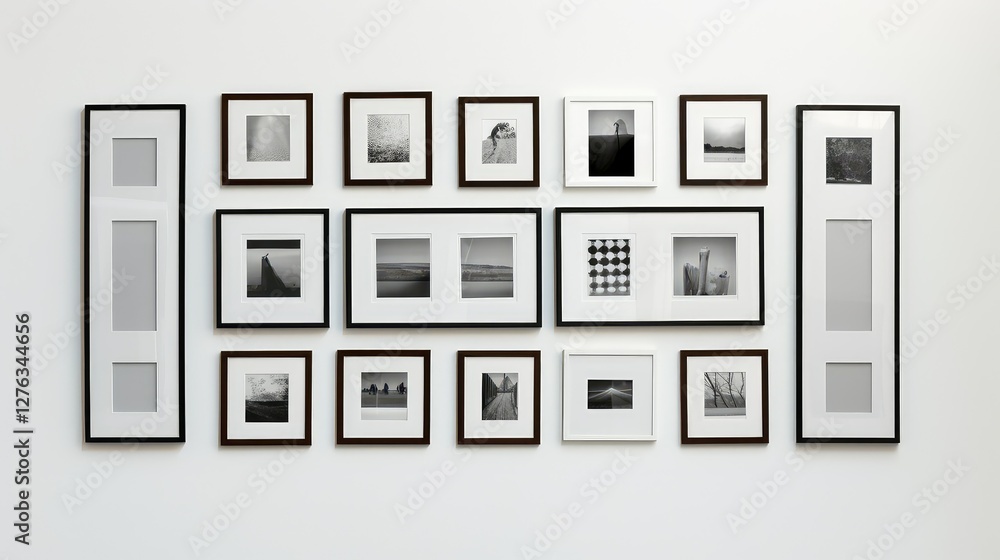 black photo frames on wall