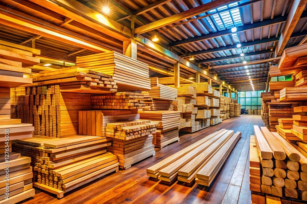 Stacked Lumber at Construction Supply Store - Ready for Your Next Project Stacked Lumber at Construction Supply Store - Ready for Your Next Project