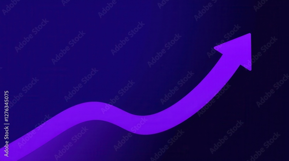 Abstract Upward Arrow on Dark Purple Background Abstract Upward Arrow on Dark Purple Background