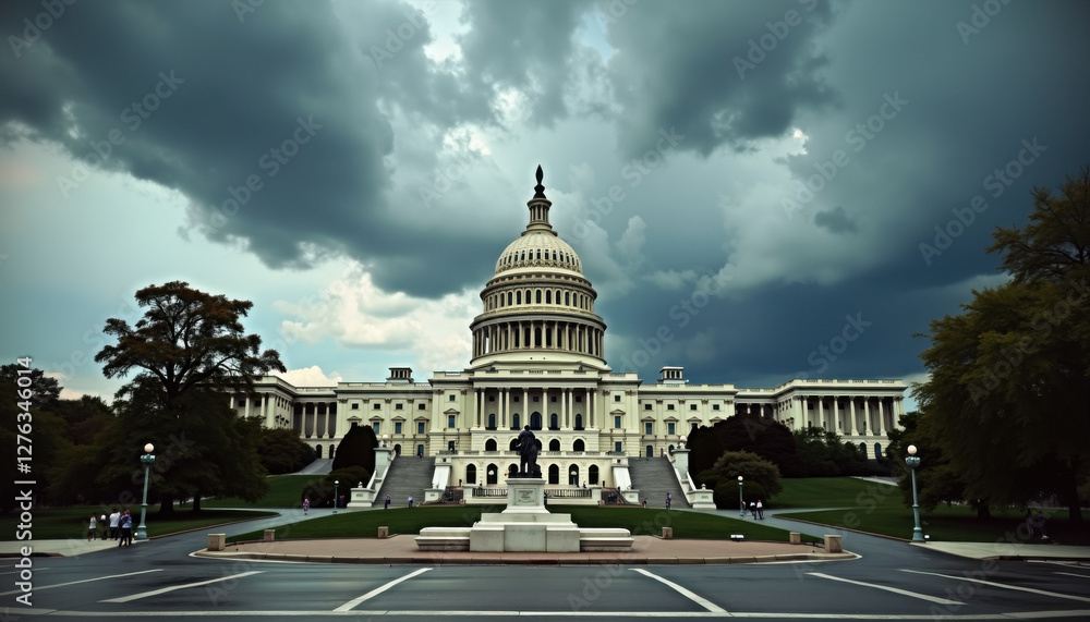 Fototapeta premium U.S. Capitol Building Under Stormy Sky