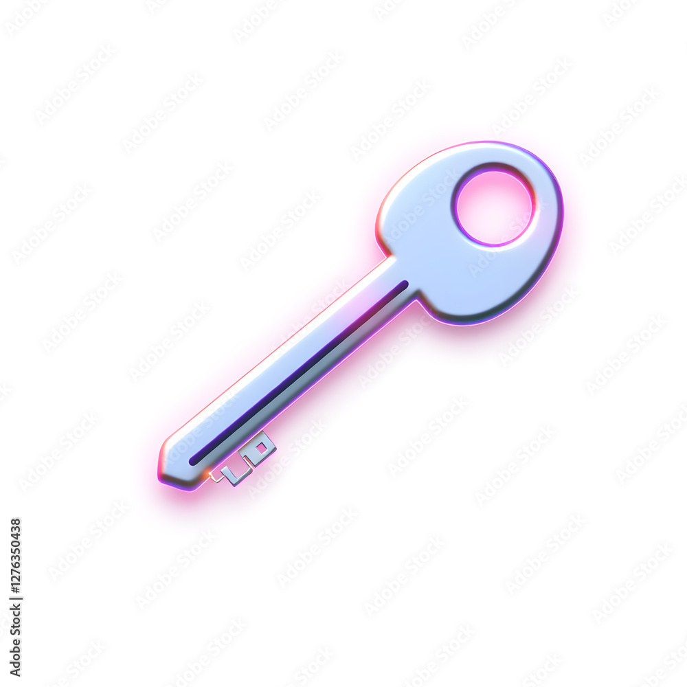 Key holographic 3D icon. neon symbol vector illustration isolated on white background. Generative AI Key holographic 3D icon. neon symbol vector illustration isolated on white background. Generative AI