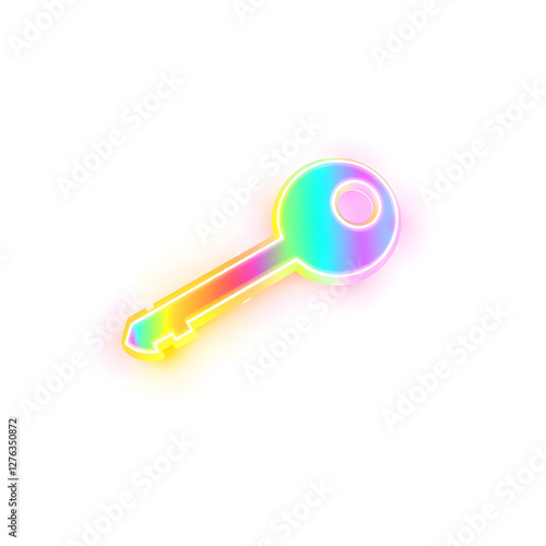 Wallpaper Mural Key holographic 3D icon. neon symbol vector illustration isolated on white background. Generative AI Torontodigital.ca