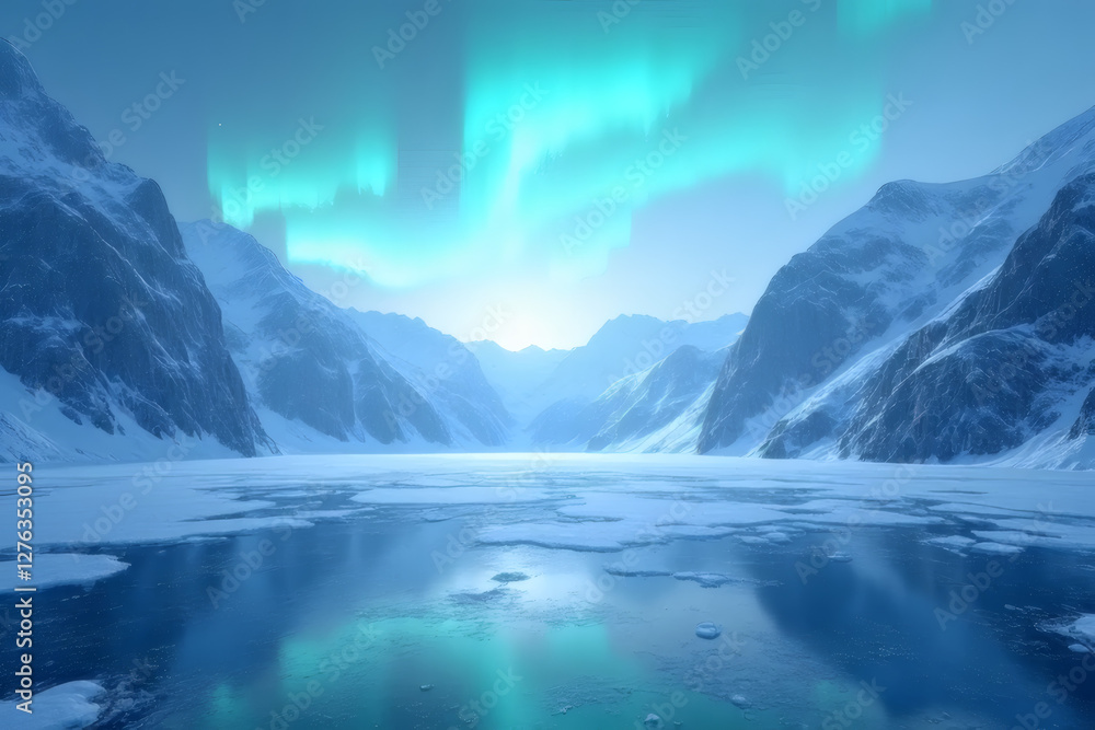 Fototapeta Frozen Wonderland Beneath a Dancing Sky