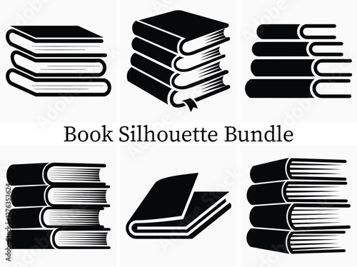 Minimalist Open Book Silhouette Clipart Bundle – High Quality Vector