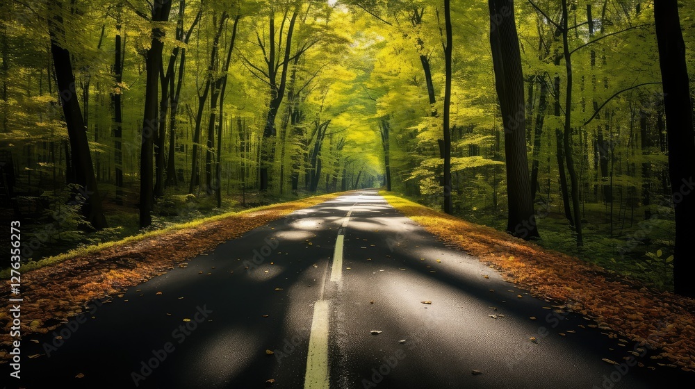 Obraz premium leaves road asphalt