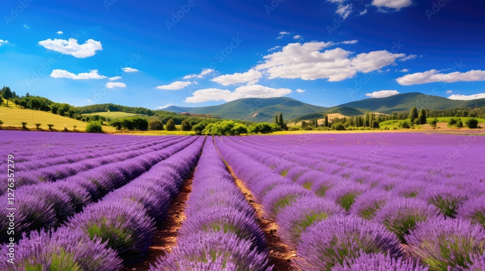 Obraz premium landscape lavender orange