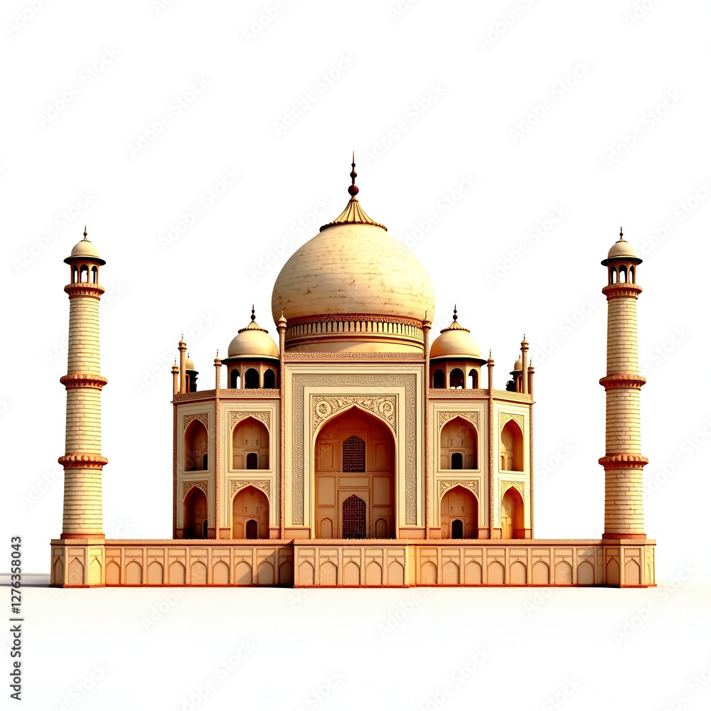 Obraz premium Taj mahal in agra india arabian arabic architecture art asia white background